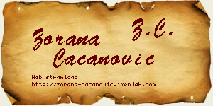 Zorana Cacanović vizit kartica